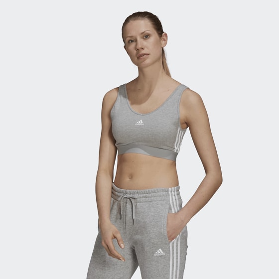 
ADIDAS, 
Essentials 3-Stripes Crop Top With Removable Pads, 
Detail 1
