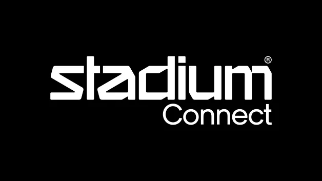 Black banner with "stadium Connect" in white text, featuring curved white lines in the corners.