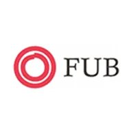 Logo with red circular design beside the text "FUB" in black on a white background.