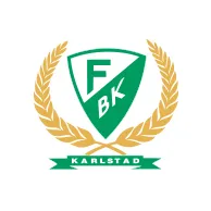 Green and white shield logo with "FBK" inside, flanked by gold wheat stalks, and "KARLSTAD" on a green ribbon below.