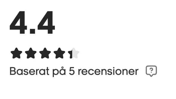 Rating of 4.4 out of 5 stars, based on 5 reviews, with a small question mark icon on the right.